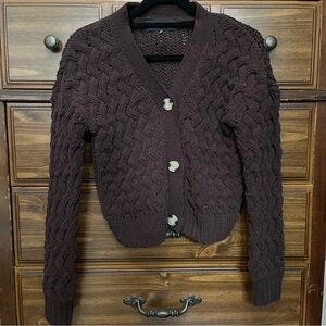 Kendall & Kylie Dark Brown Cable Knit Cardigan